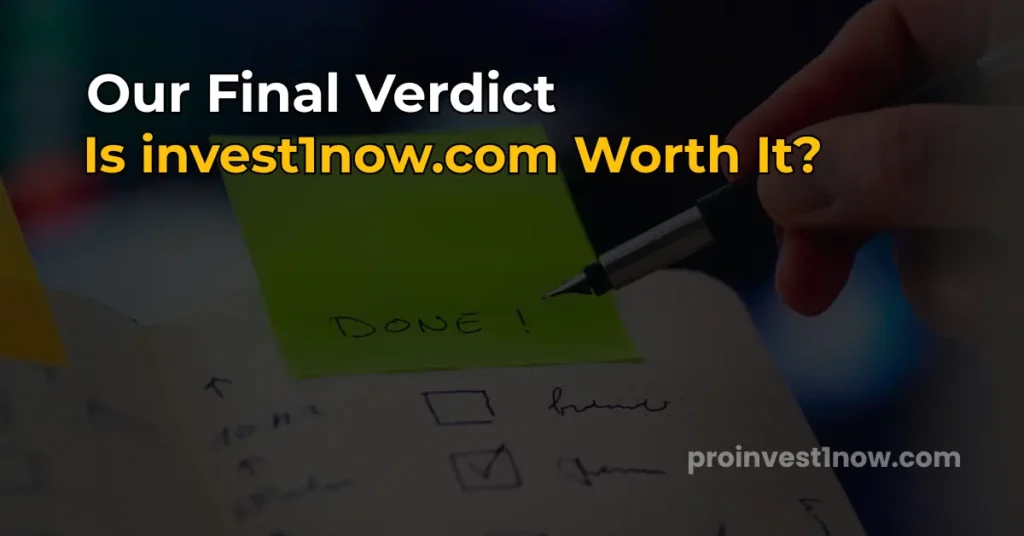 invest1now.com final verdict rating review 2026 worth it